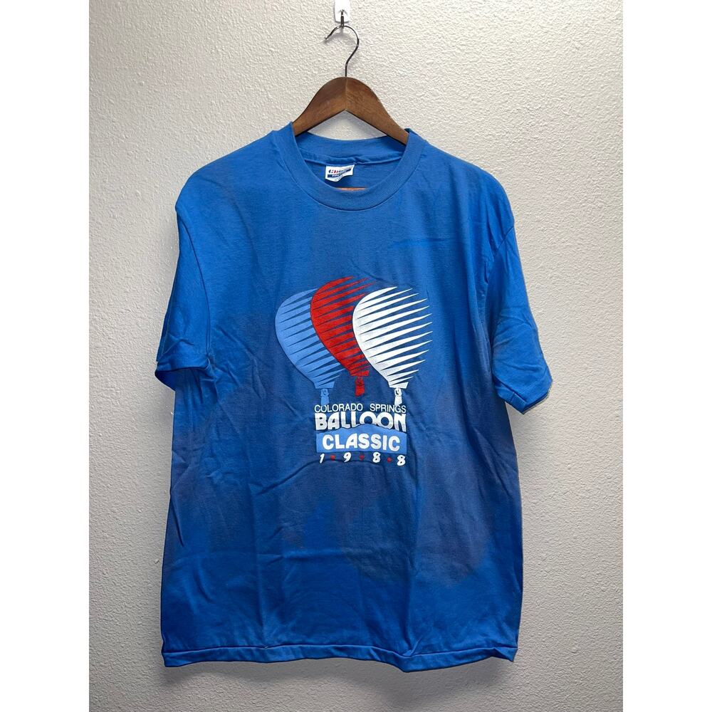 Vintage Hot Air Balloon Shirt Colorado Springs Classic 1988 Blue Tee 80s Large